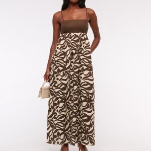 Brown and Cream Patterned Maxi Dress